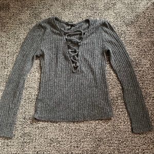 Criss cross tied shirt